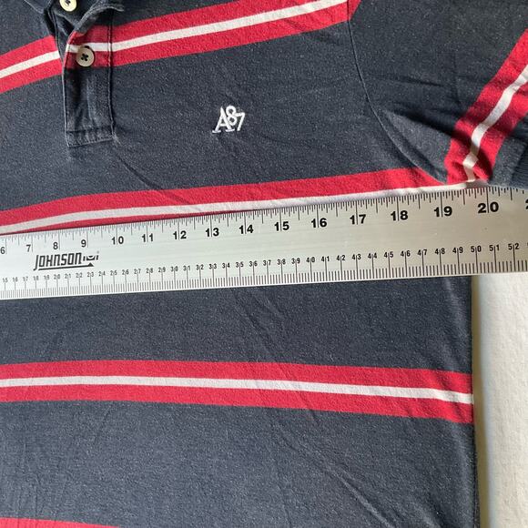 Aeropostale Men’s Short Sleeve Polo Shirt Size M, Blue Red Stripes - Picture 3 of 7